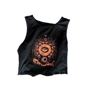 Black Tank Top with Orange Graphic